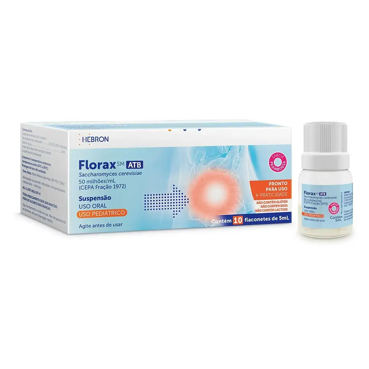 Florax Sm Sus Oral Cx 10 Flac X 5ml Ped Sb Framboesa