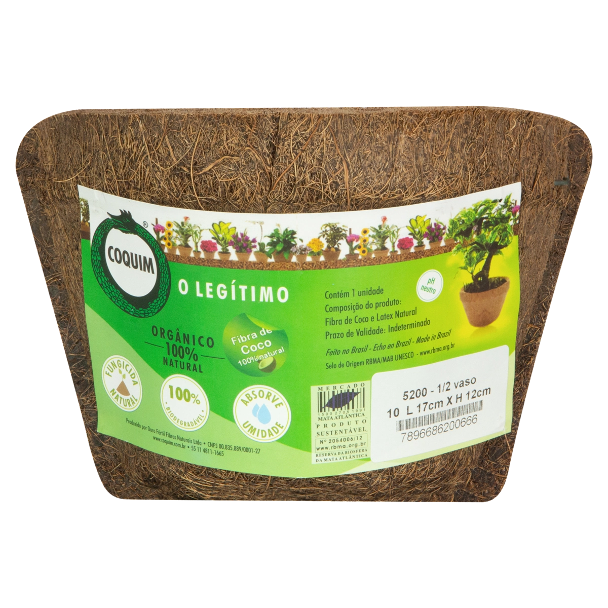 Meio Vaso Orgânico Fibra De Coco Coquim N 10 17cm X 12cm