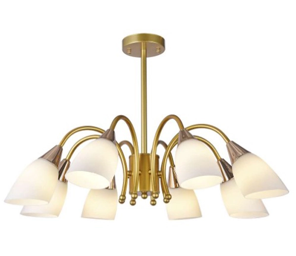 Pendente Dourado E Rose Com Cúpulas Brancas 8e27 76cm