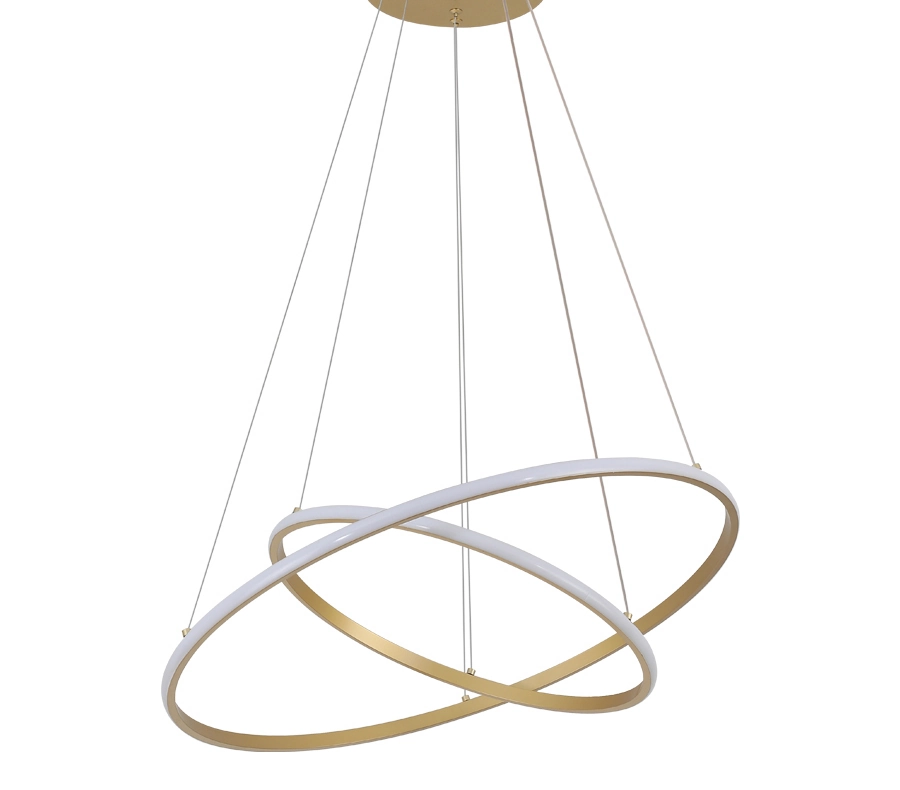 Pendente 2 Anéis Inverse Dourado 60cm Led 48w Bivolt