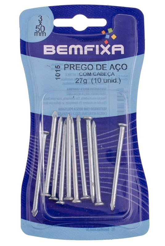 Prego A?o Com Cabe?a 3,00 X 50 Mm Com 10 Unidades Bemfixa