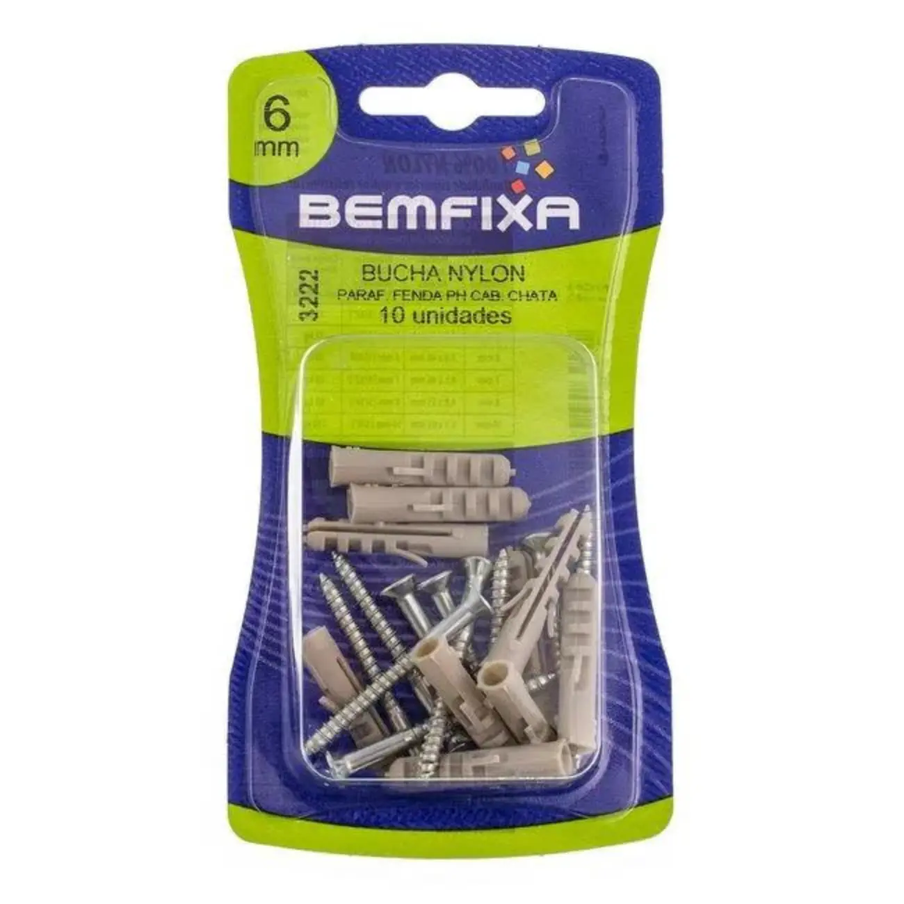 Parafuso Ph Cch Com Bucha Nylon 6mm Com 10 Unidades Bemfixa