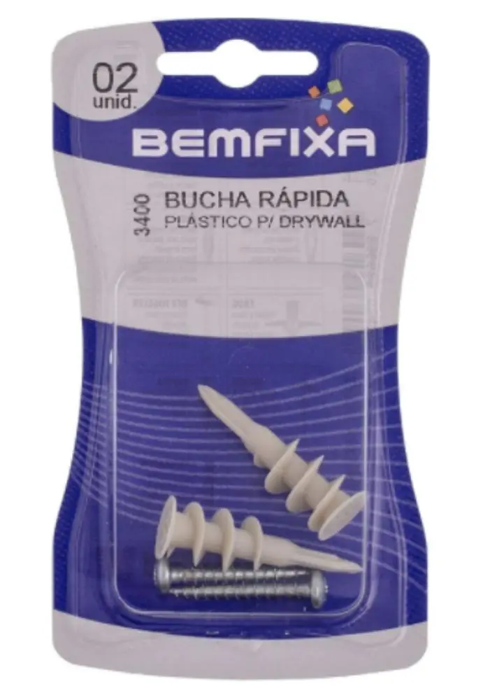 Bucha Rápida Plástica 38 Mm Cartela Com 2 Unid Bemfixa