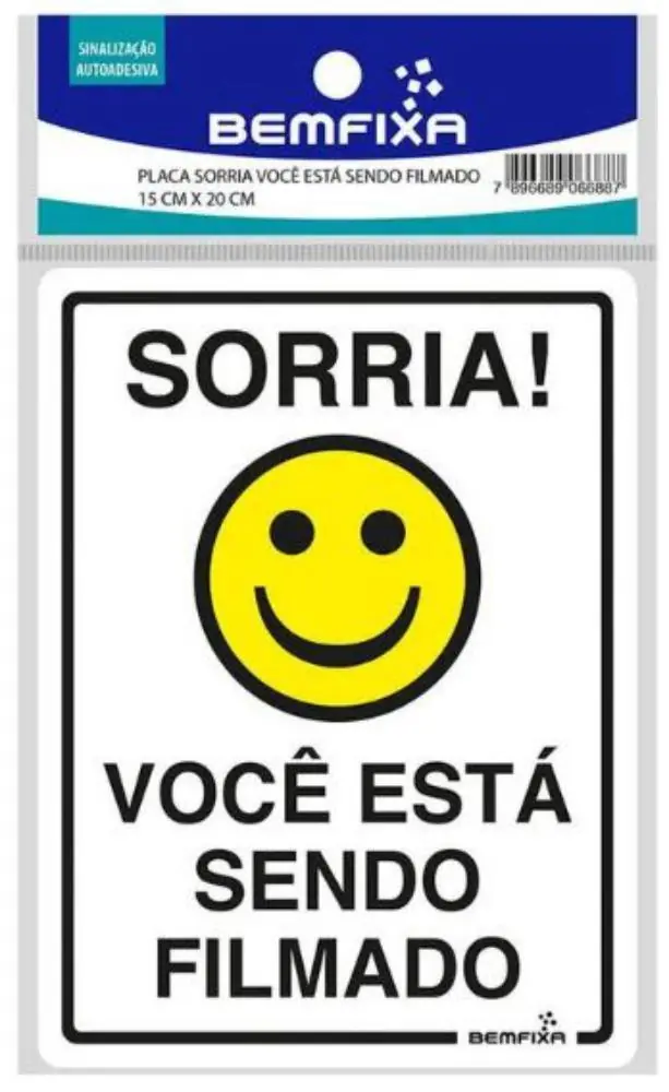 Placa Sinal 15x20 Sorria Você Esta Sendo Filmando