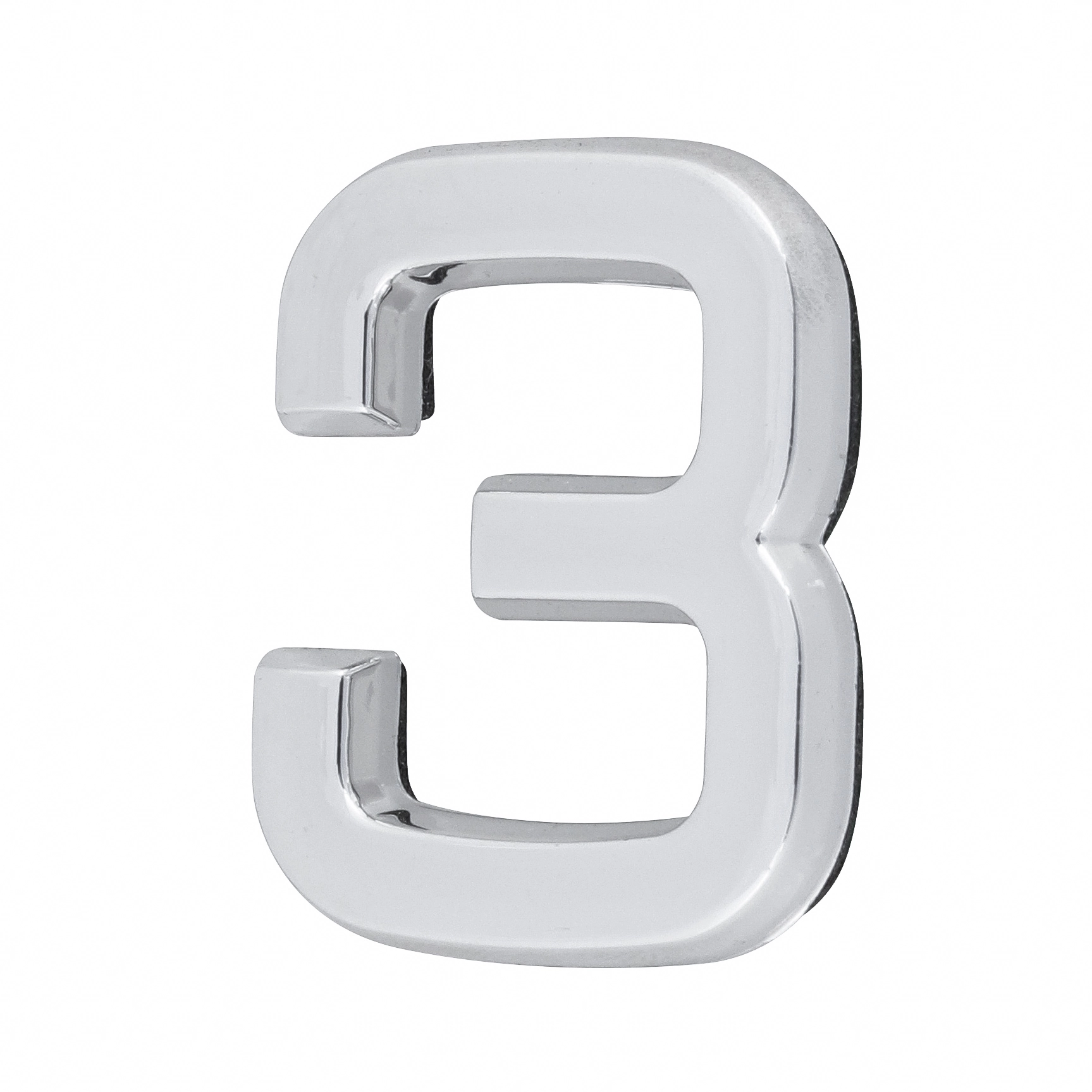 Número Apartamento "3" 4cm Adesivo Plástico Prata