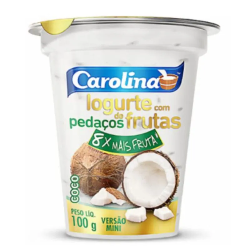 Iogurte Com Pedaço De Abacaxi E Coco Carolina 100g
