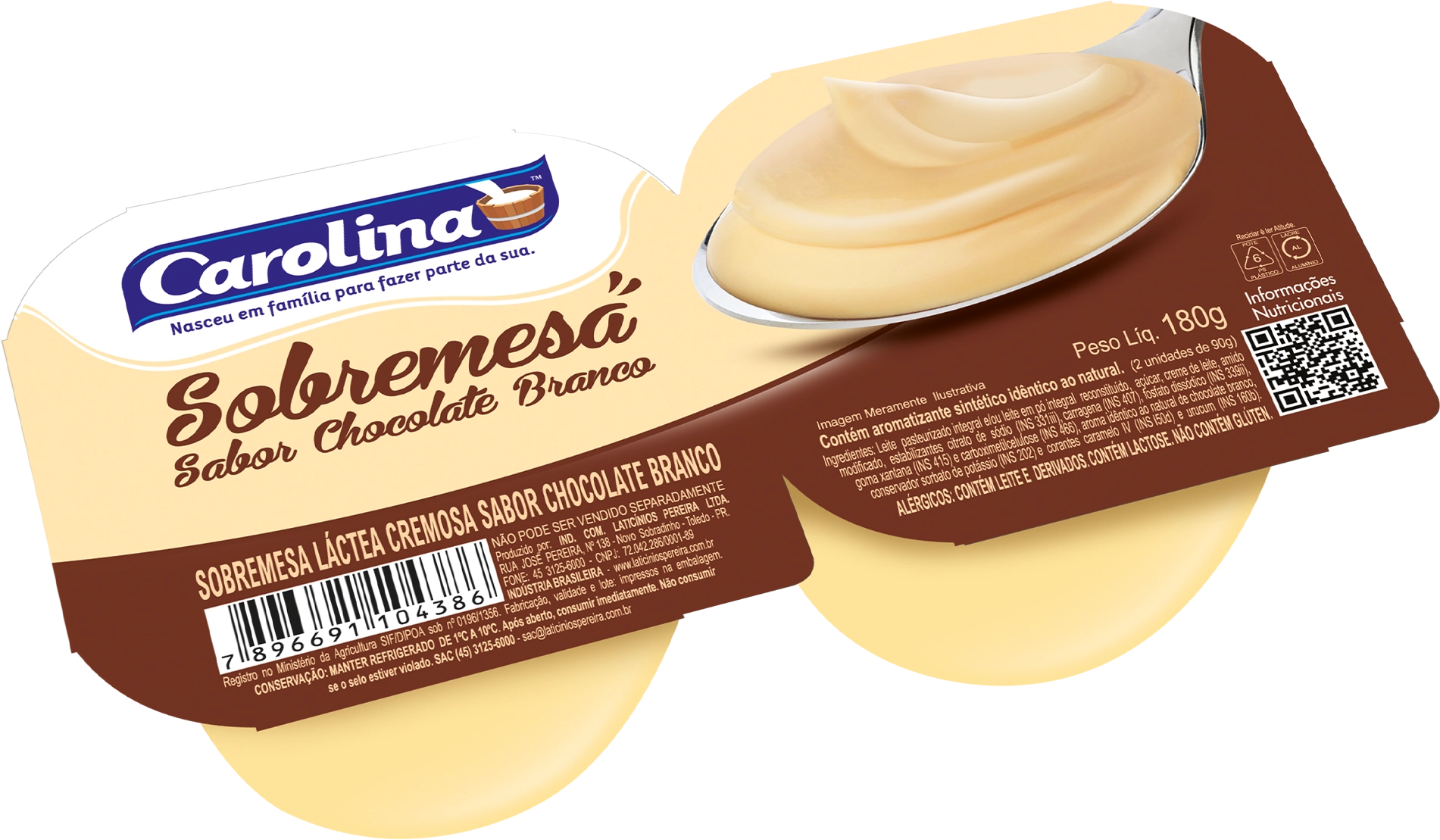 Sobremesa Carolina Sabor Chocolate Branco 180g