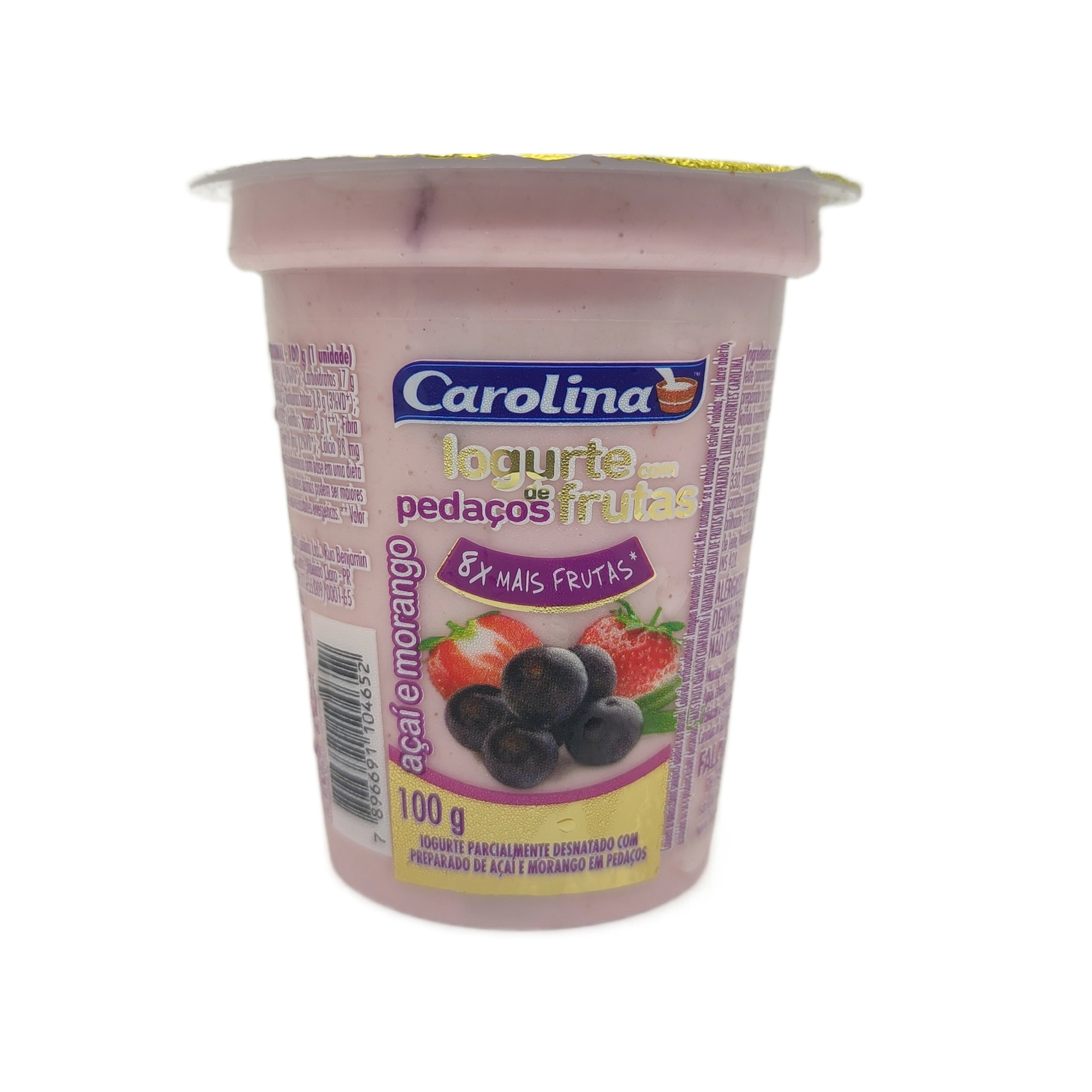 Iog Carolina 100g Pedacos Blueberry E Amora