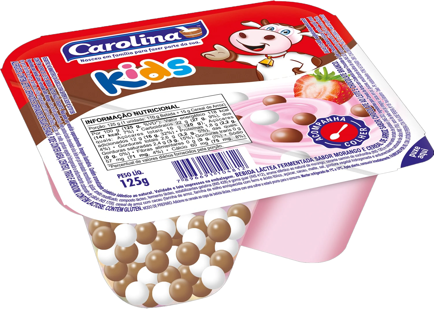 Iog Carolina Morango C/confeito Chocolate 125g