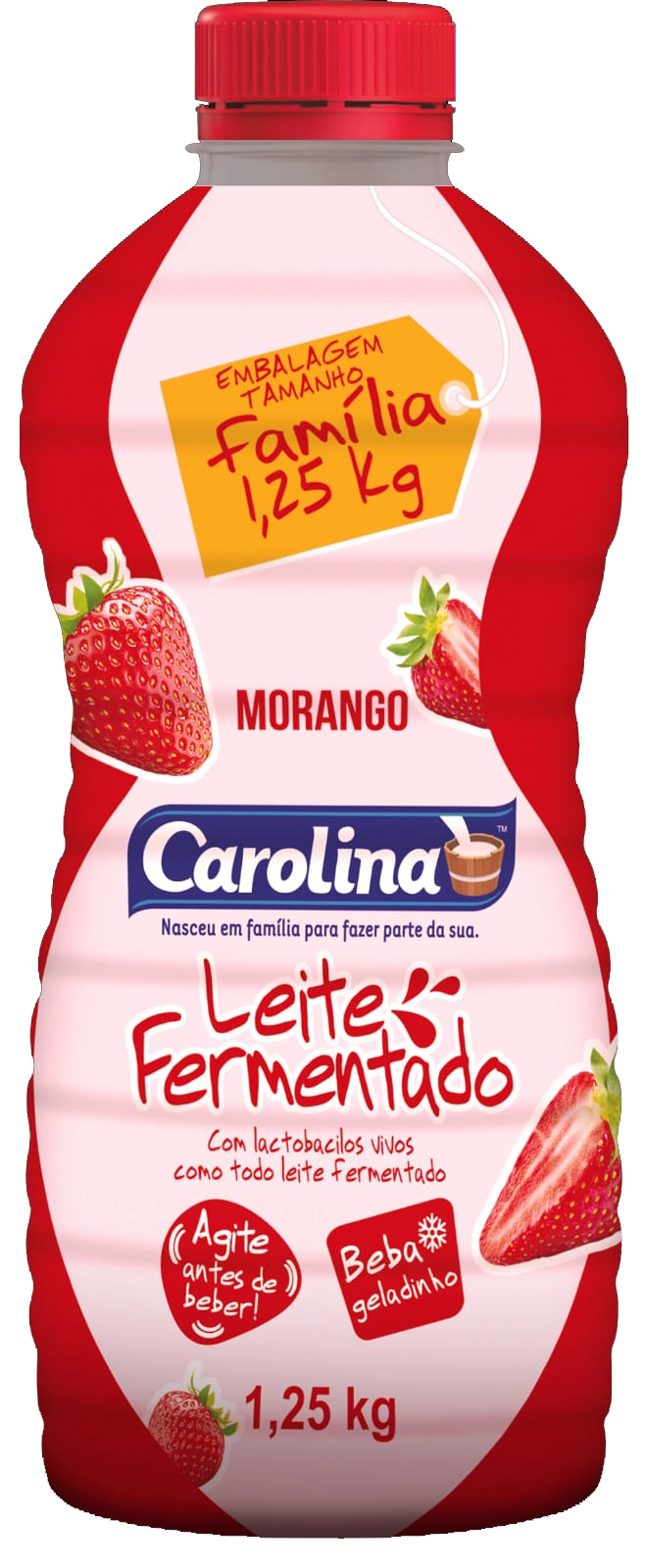 Leite Fermentado Carolina Morango Garrafa 1250g