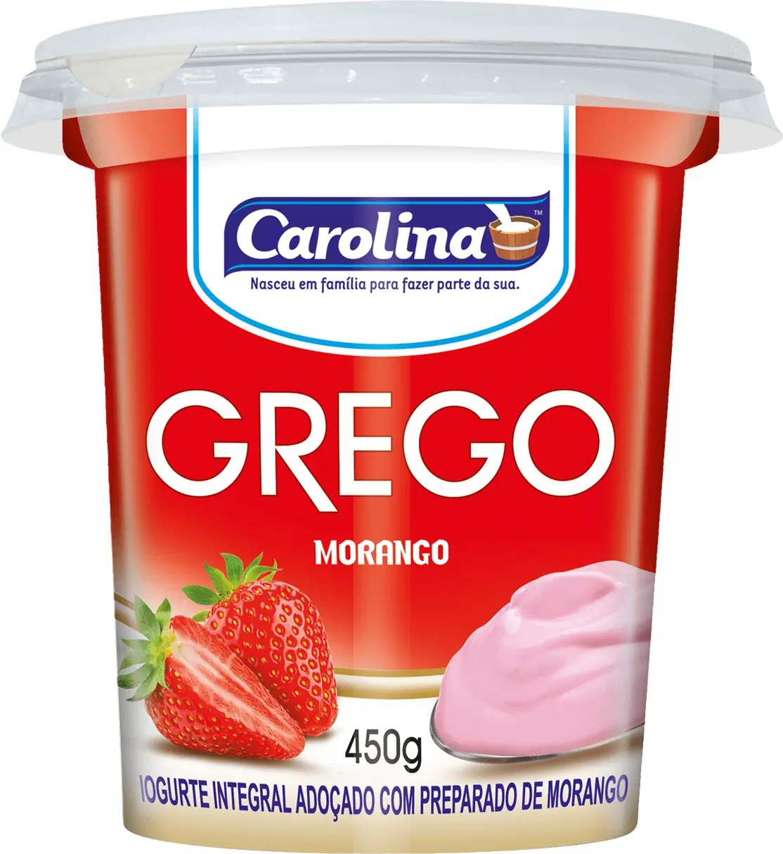 Iogurte Grego Carolina 450gr Pote Morango