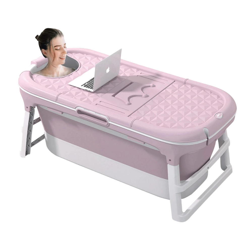 Banheira Ofurô Dobrável Portátil Adulto 220 Litros Rosa 128 Cm Vg+