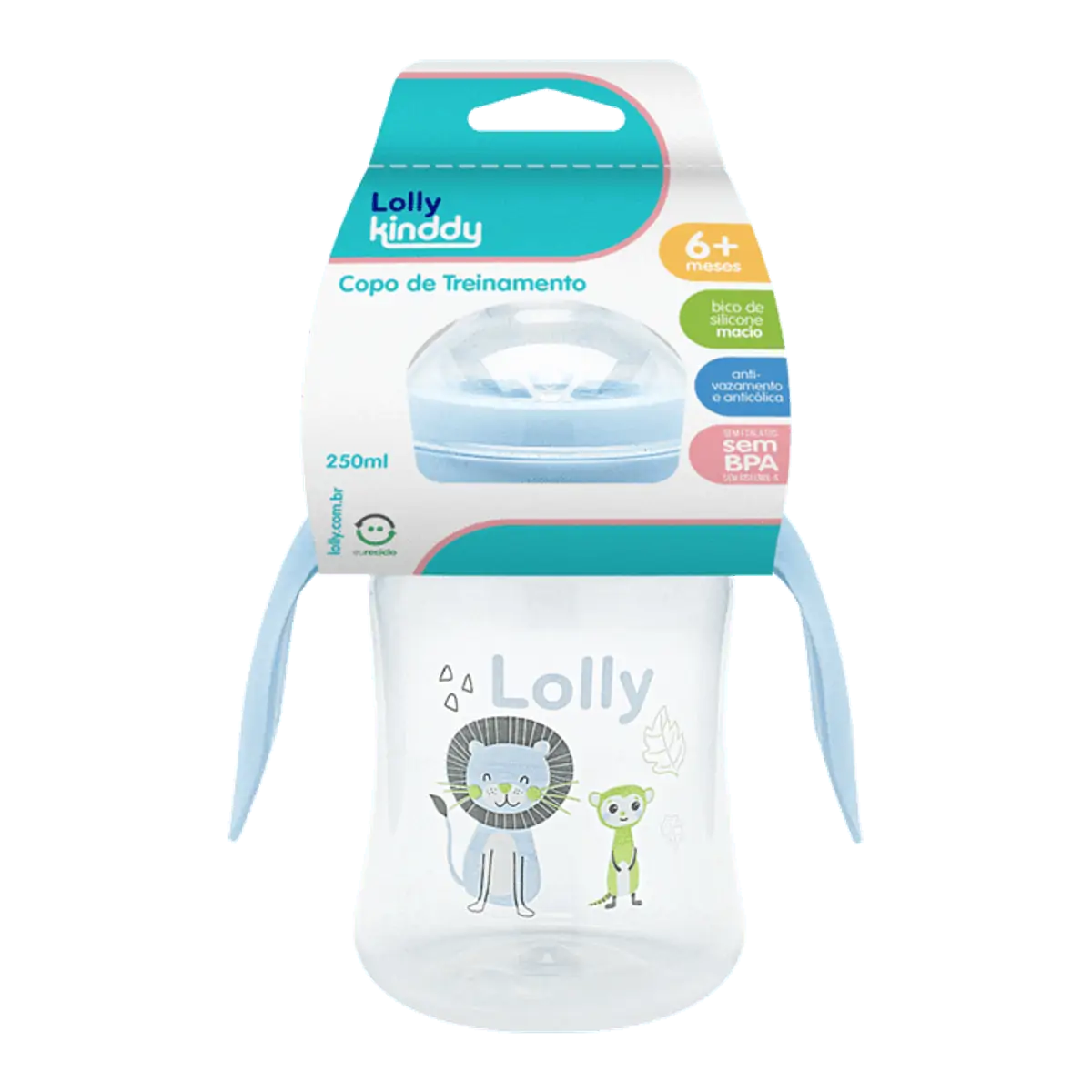 Copo Antivazamento Lolly Com Alça Azul