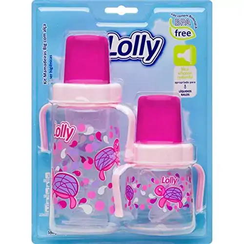 Kit Mamadeira Lolly Big Oceano Com Alça Rosa