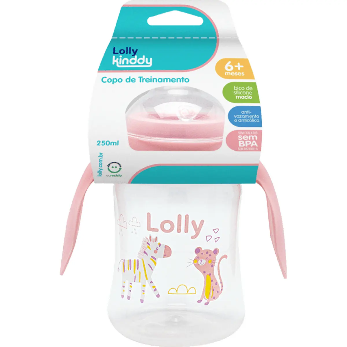 Copo Antivazamento Lolly Com Alça Cor Rosa