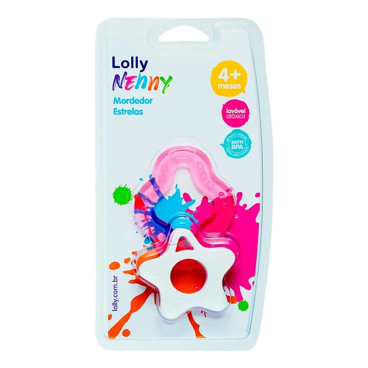 Mordedor Para Bebê Rosa Estrelas Lolly Nenny