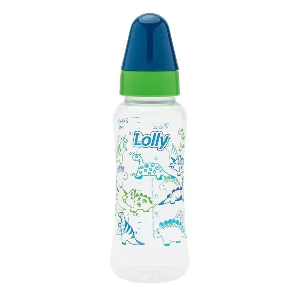 Mamadeira Bico Silicone Redondo Azul  250ml - Lolly Baby