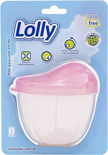 Pote Para Leite Em Pó Lolly Cor Rosa Ref:7330 01 Rs