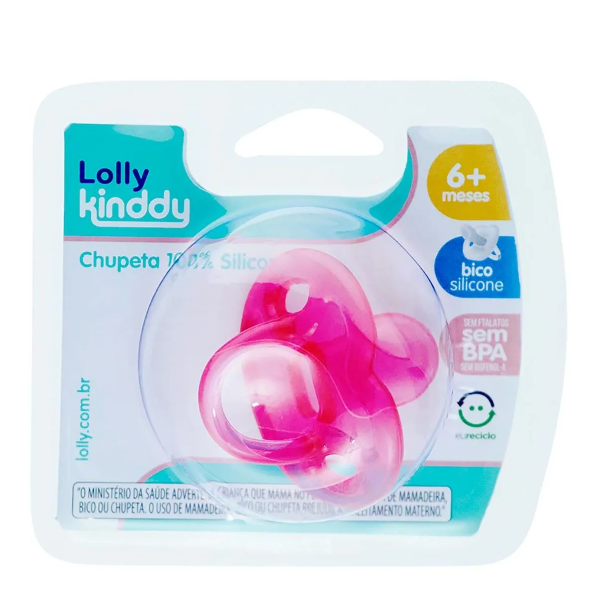 Chupeta Silicone Bico Ortodôntico Tam 2 Rosa - Lolly baby