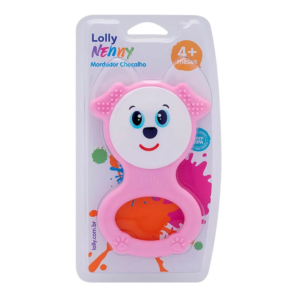 Chocalho E Mordedor Para Bebê Rosa Lolly Nenny