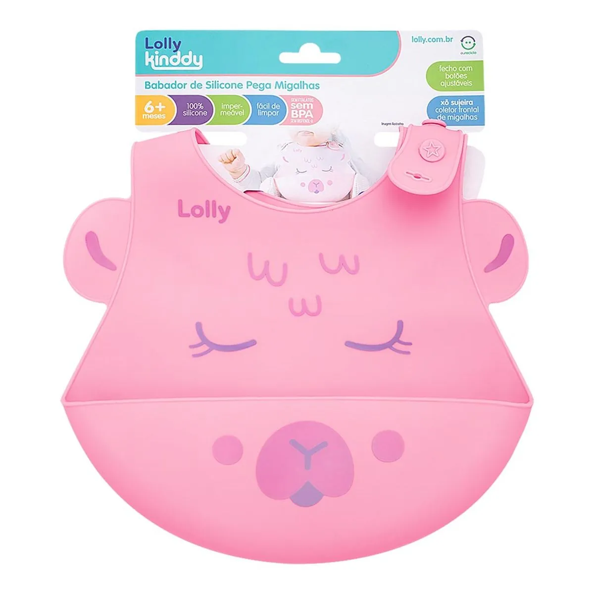 Babador Rosa Pega Migalhas Lolly Kinddy