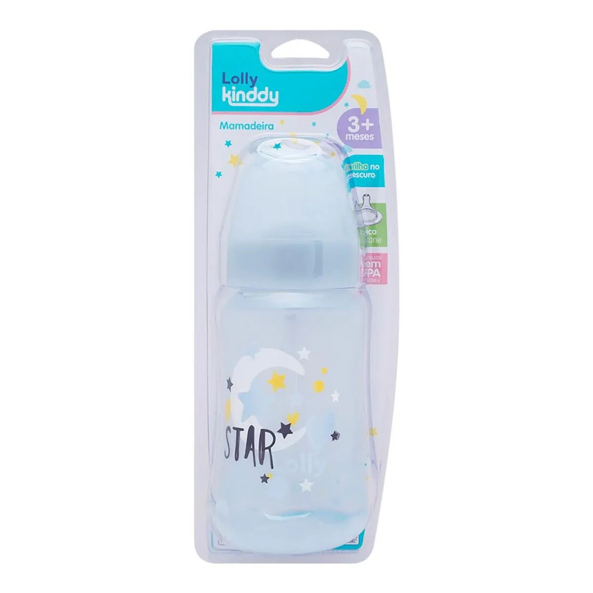 Mamadeira Azul Star 330ml Lolly Kinddy