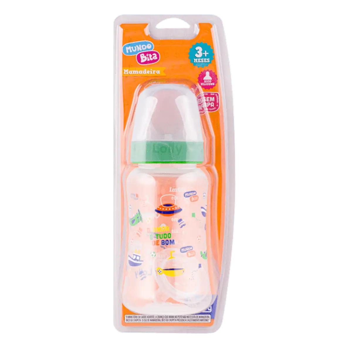 Mamadeira Lolly Kinddy Big Mundo Bita Silicone Verde 3+M 330ml