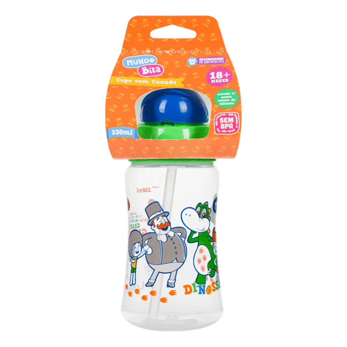 Copo Canudo Mbita Lolly Az 330ml 1x1un