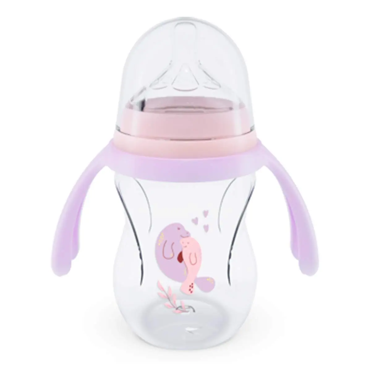 Mamadeira Lolly Kinddy Nature com Alça 2m+ Rosa 250ml