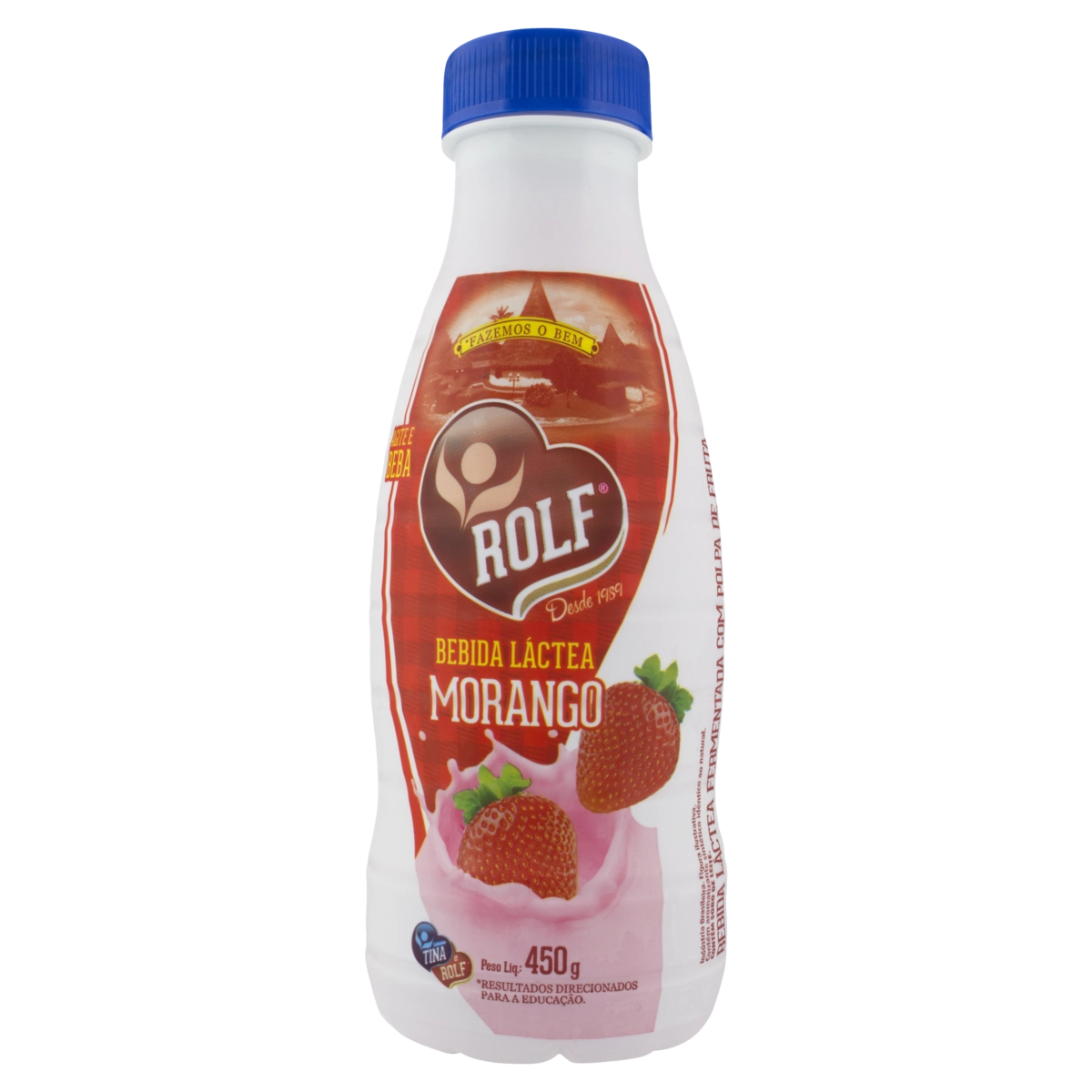 Bebida Láctea Fermentada Morango Rolf Garrafa 450g