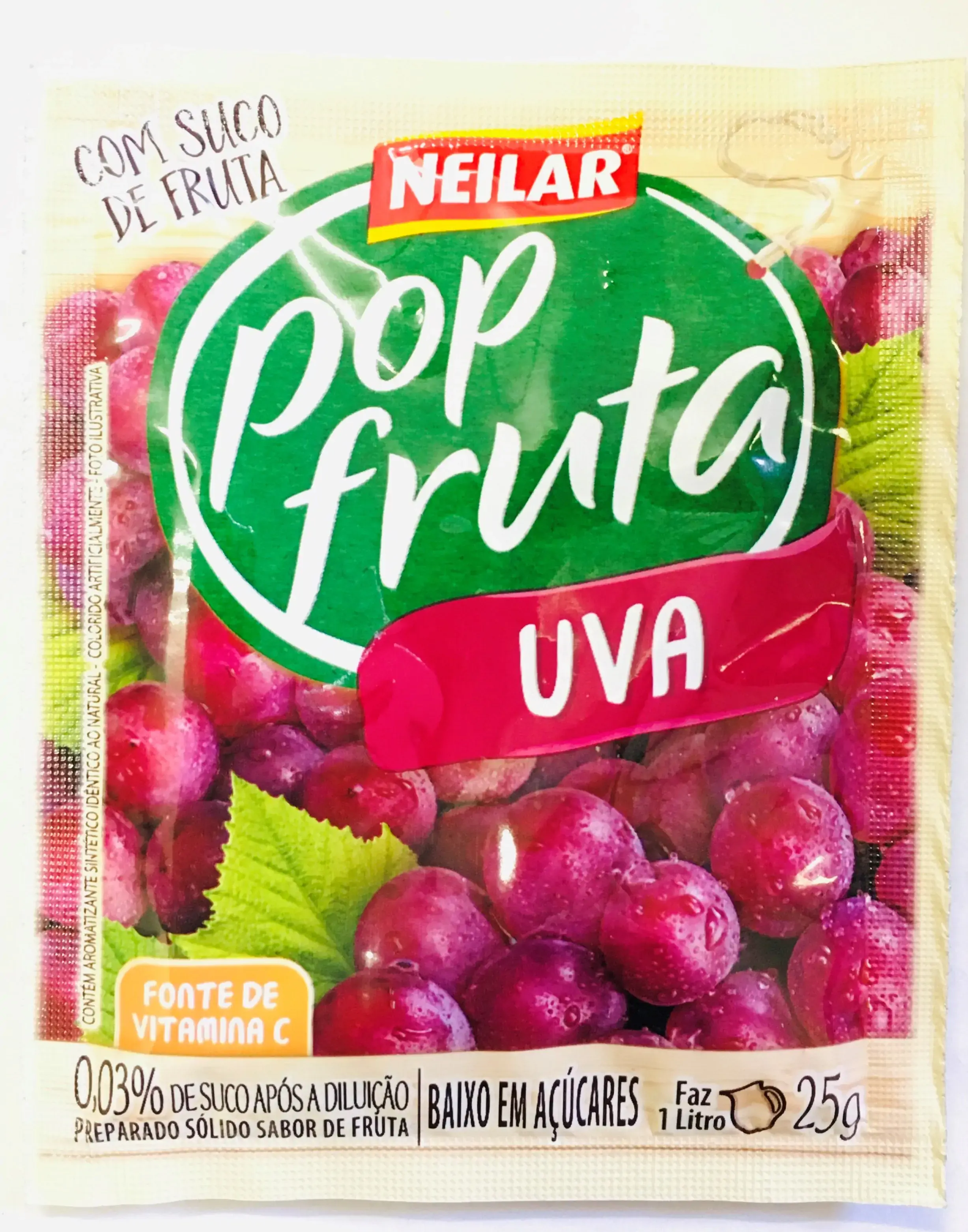 Refresco Em Pó Uva Neilar Pop Fruta Pacote 25g