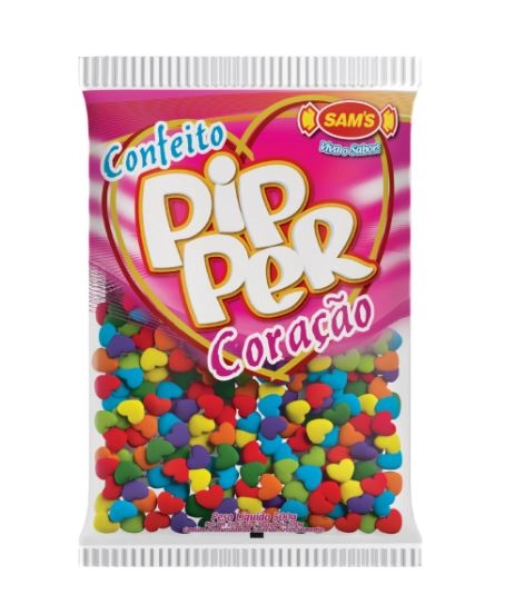Confeito Pipper Coração Frutas Colorido 500g Sams