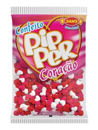 Confeito Pipper Simas Coração Morango Colorido