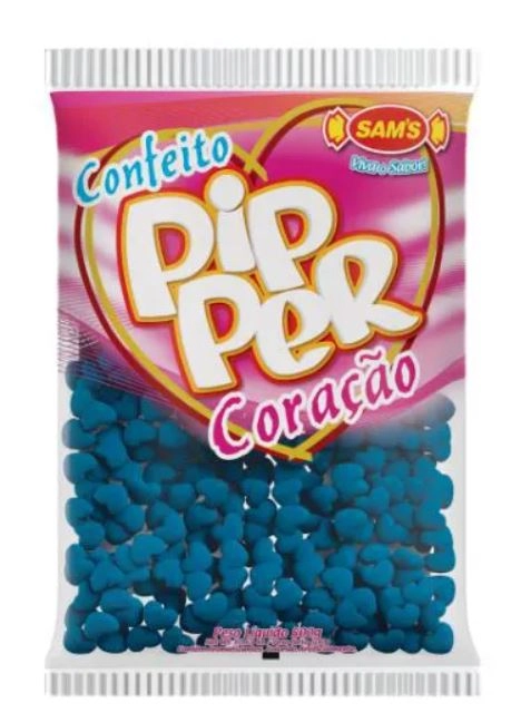 Confeito Pipper Simas Coração Framboesa Azul