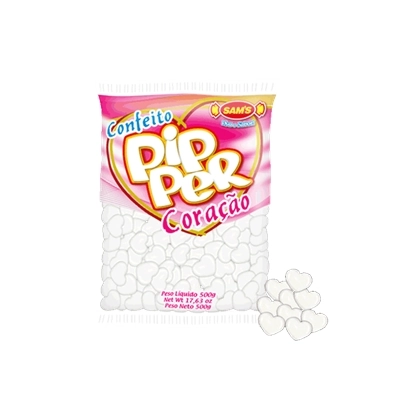 Confeito Pipper Simas Coração Morango Branco