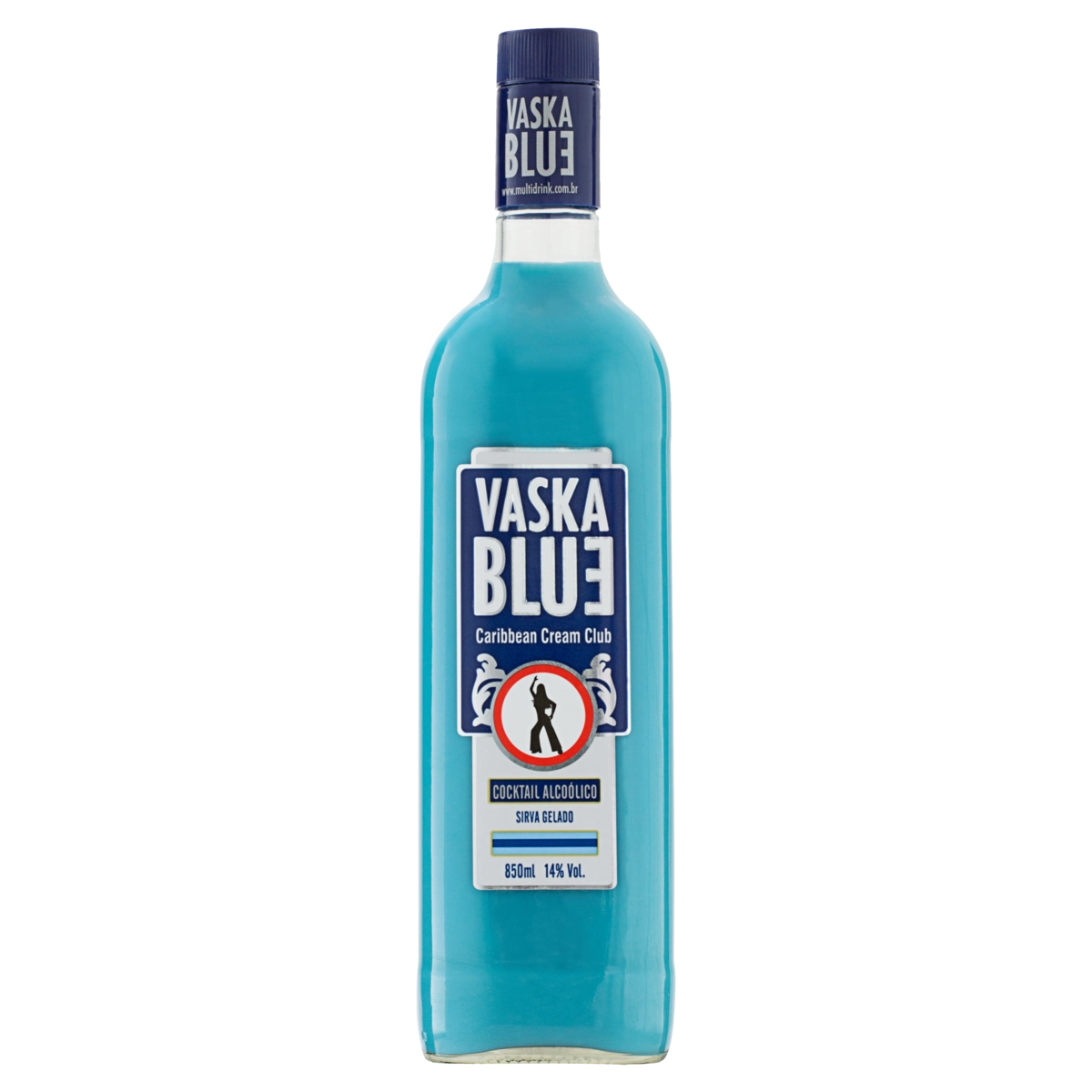 Coquetel Alcoólico Caribbean Cream Club Vaska Blue Garrafa 850ml