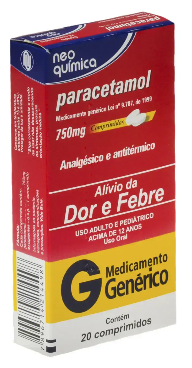 Paracetamol 750 Mg 20 Comprimidos Neo Química Genérico