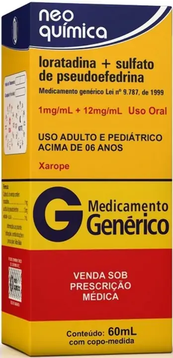 Loratadina Sulfato De Pseudoefedrina 1 Mg/ml 12 Mg/ml Xarope Neo Química Genérico