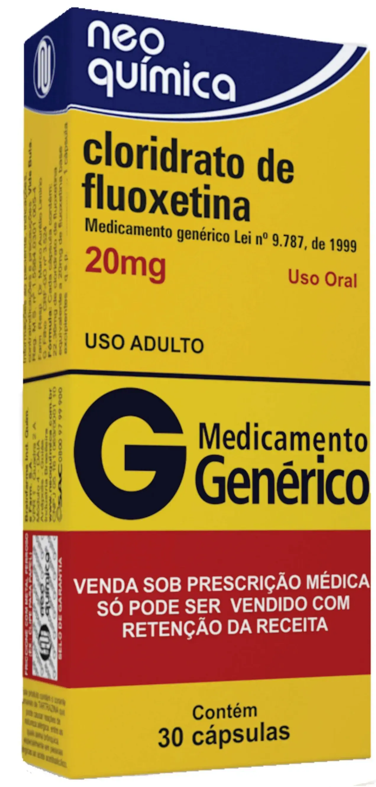 Cloridrato De Fluoxetina 20mg Caixa 30 Cap
