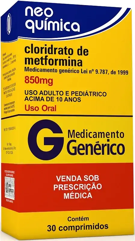 Cloridrato De Metformina 850mg Cx 30 Comp