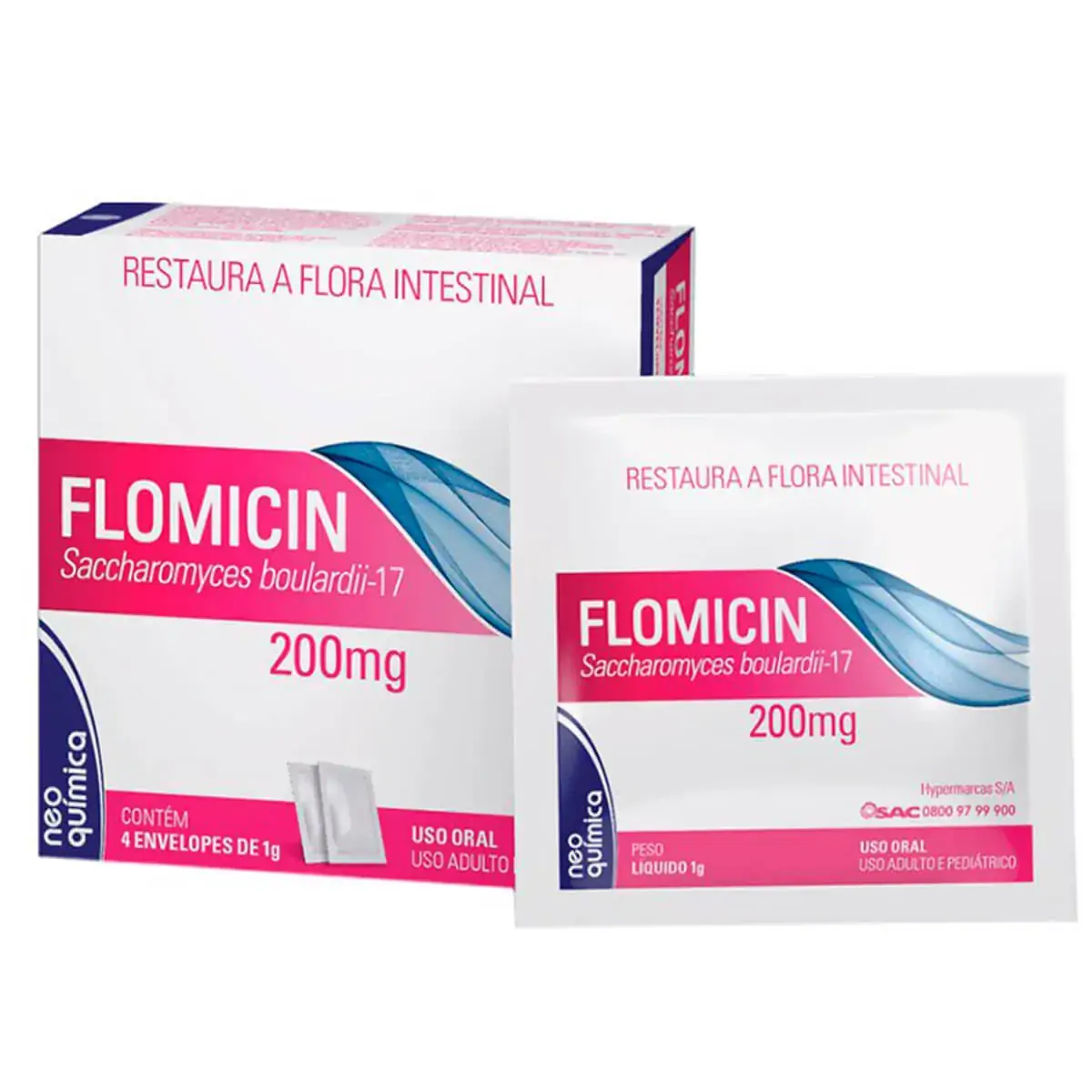 Flomicin 200mg Uva Neo Química Caixa 4 Envelopes