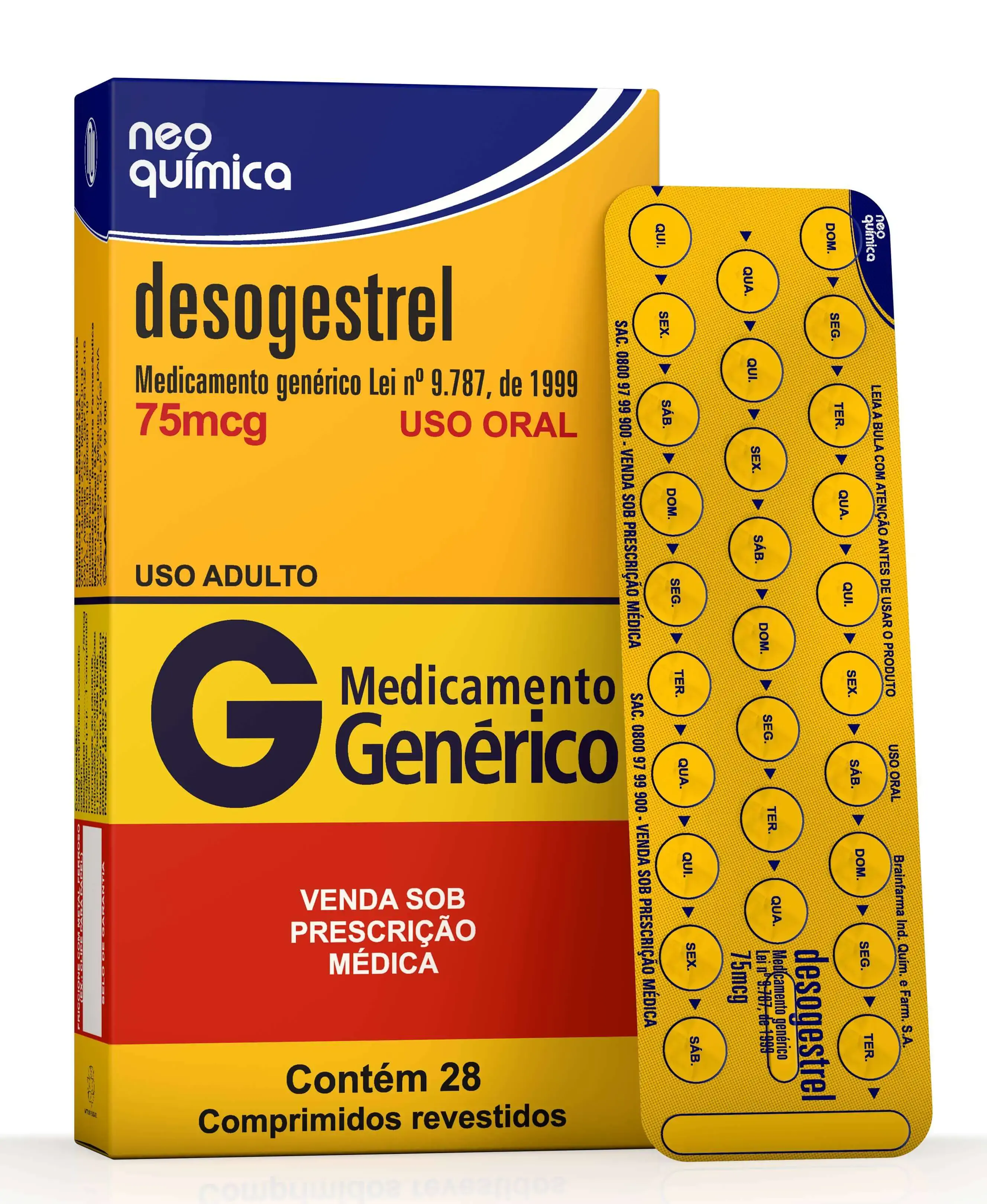 Desogestrel 75mcg Neo Química Caixa 28 Comprimidos Revestidos