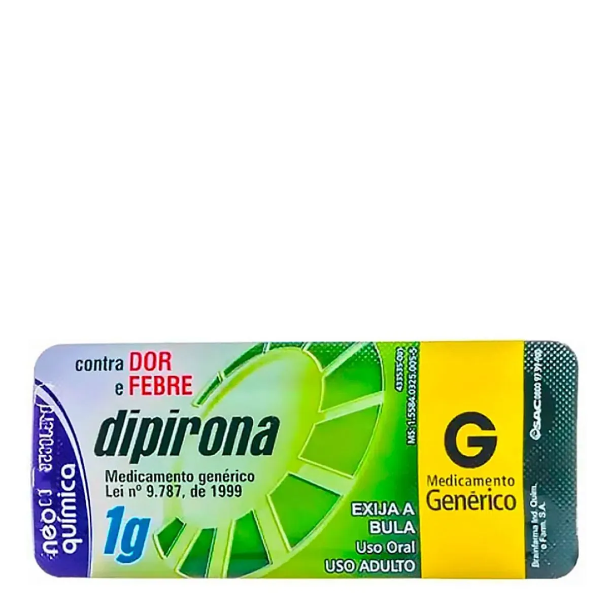Dipirona Monoidratada 1g Neo Química Caixa 100 Comprimidos