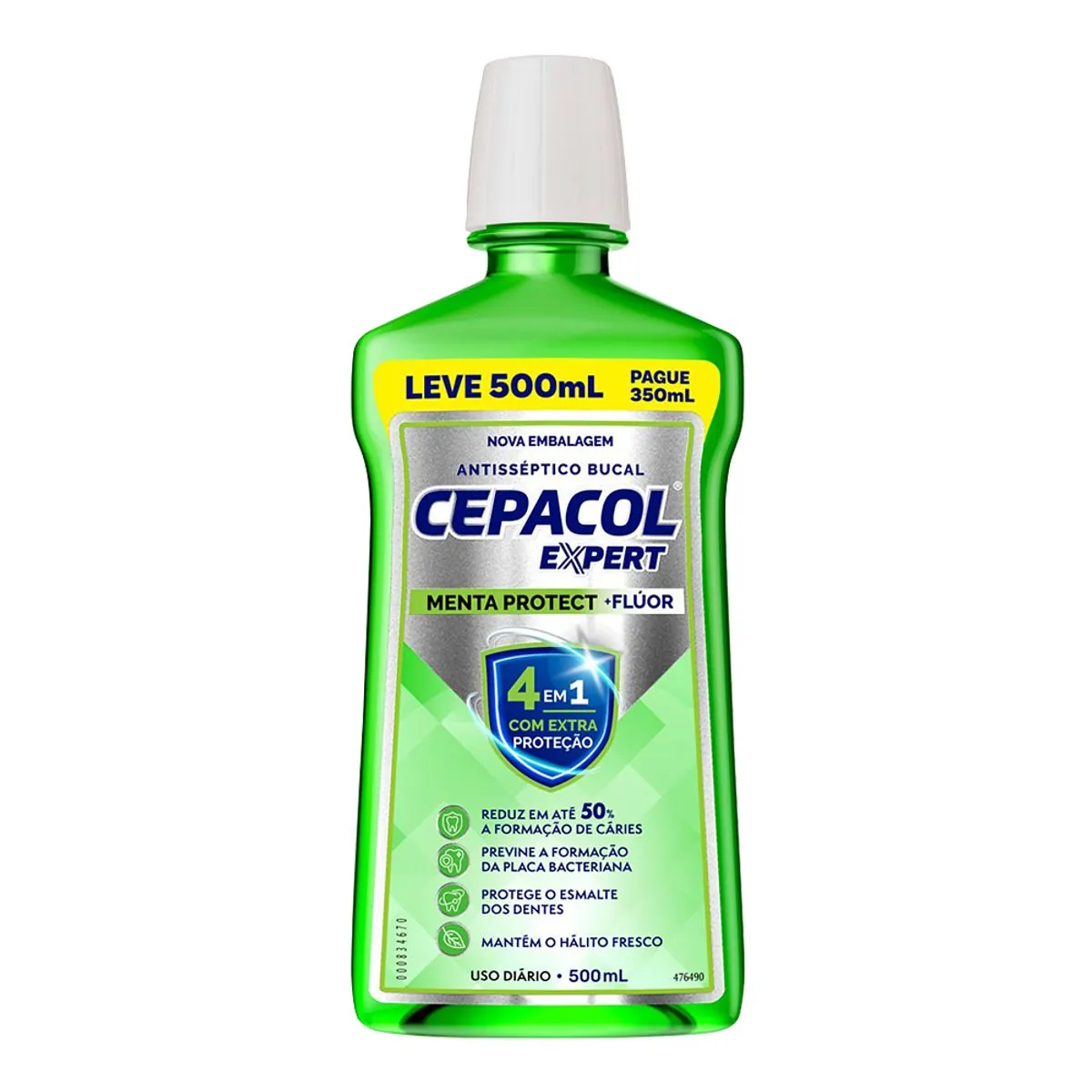 Enxaguante Bucal Antisséptico Menta Protect Cepacol Expert Frasco Leve 500ml Pague 350ml