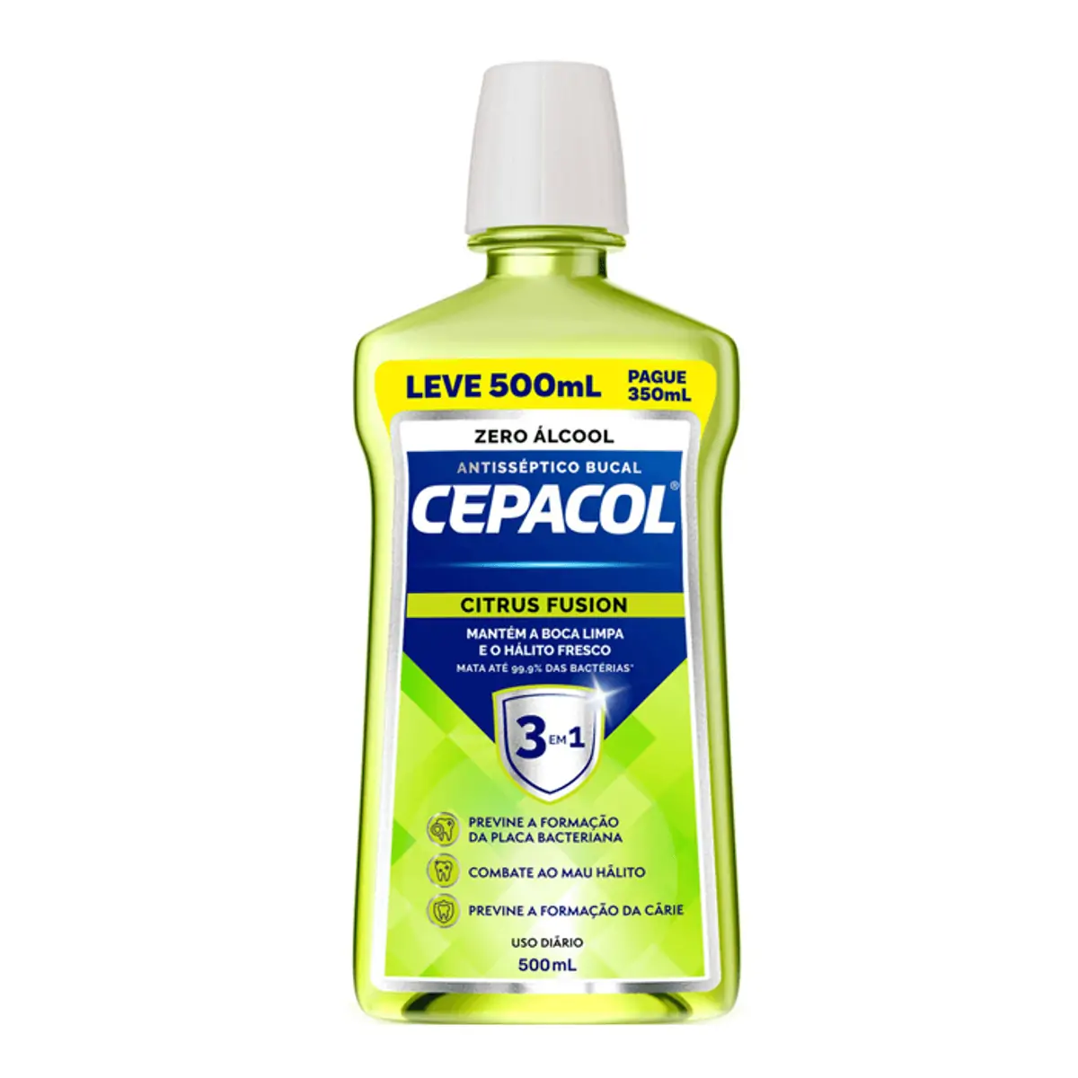 Enxaguante Bucal Antisséptico Zero álcool Citrus Fusion Cepacol Frasco Leve 500ml Pague 350ml
