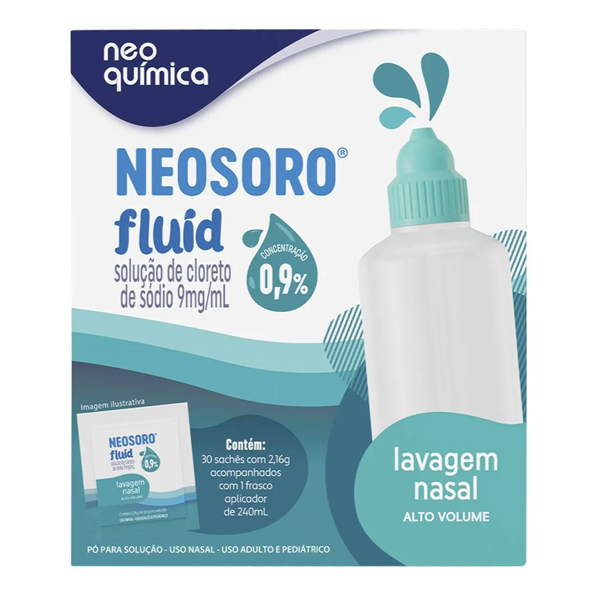 Cloreto De Sódio Neosoro Fluid Caixa 30 Sachês Pó Solução Lavador Nasal