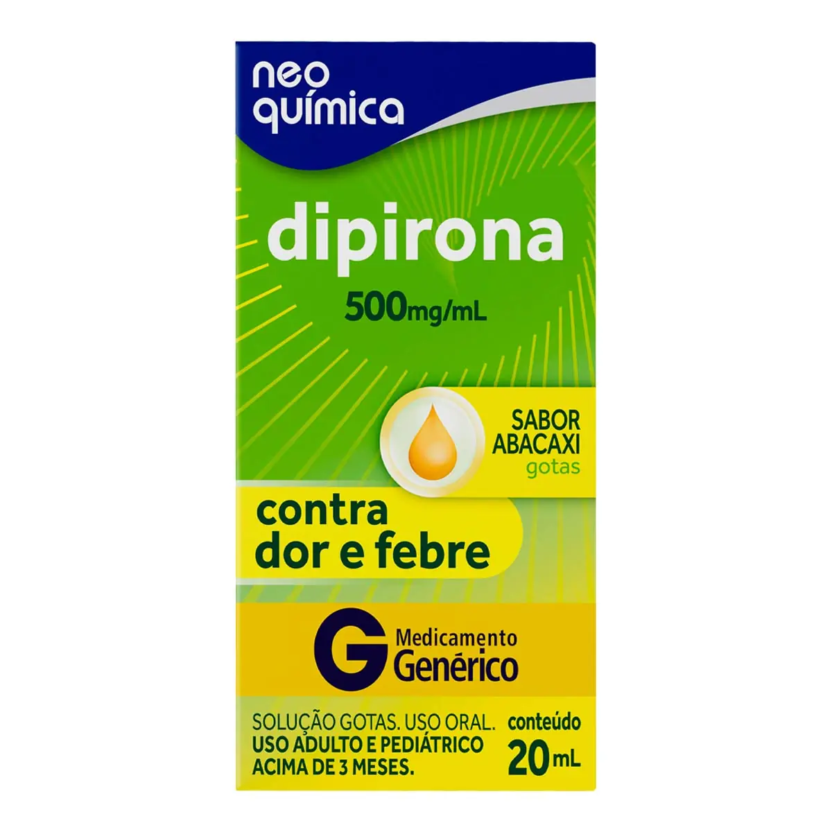 Dipirona 500mg/ml Abacaxi Neo Química Caixa 20ml Solução Gotas