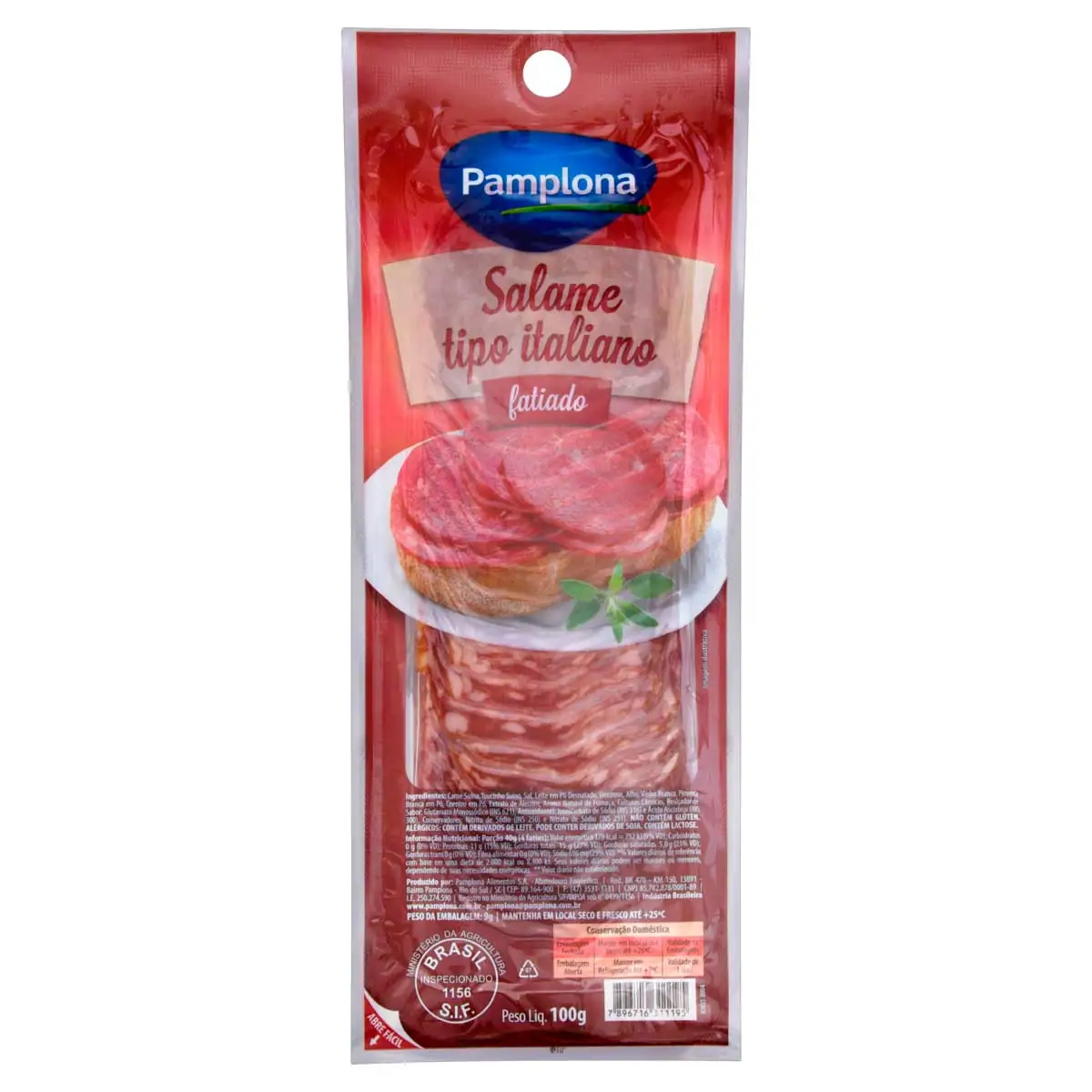 Salame Italiano Fatiado Pamplona 100 g