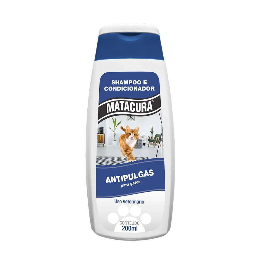 Shampoo E Condicionador Para Gatos Antipulgas Matacura Frasco 200ml