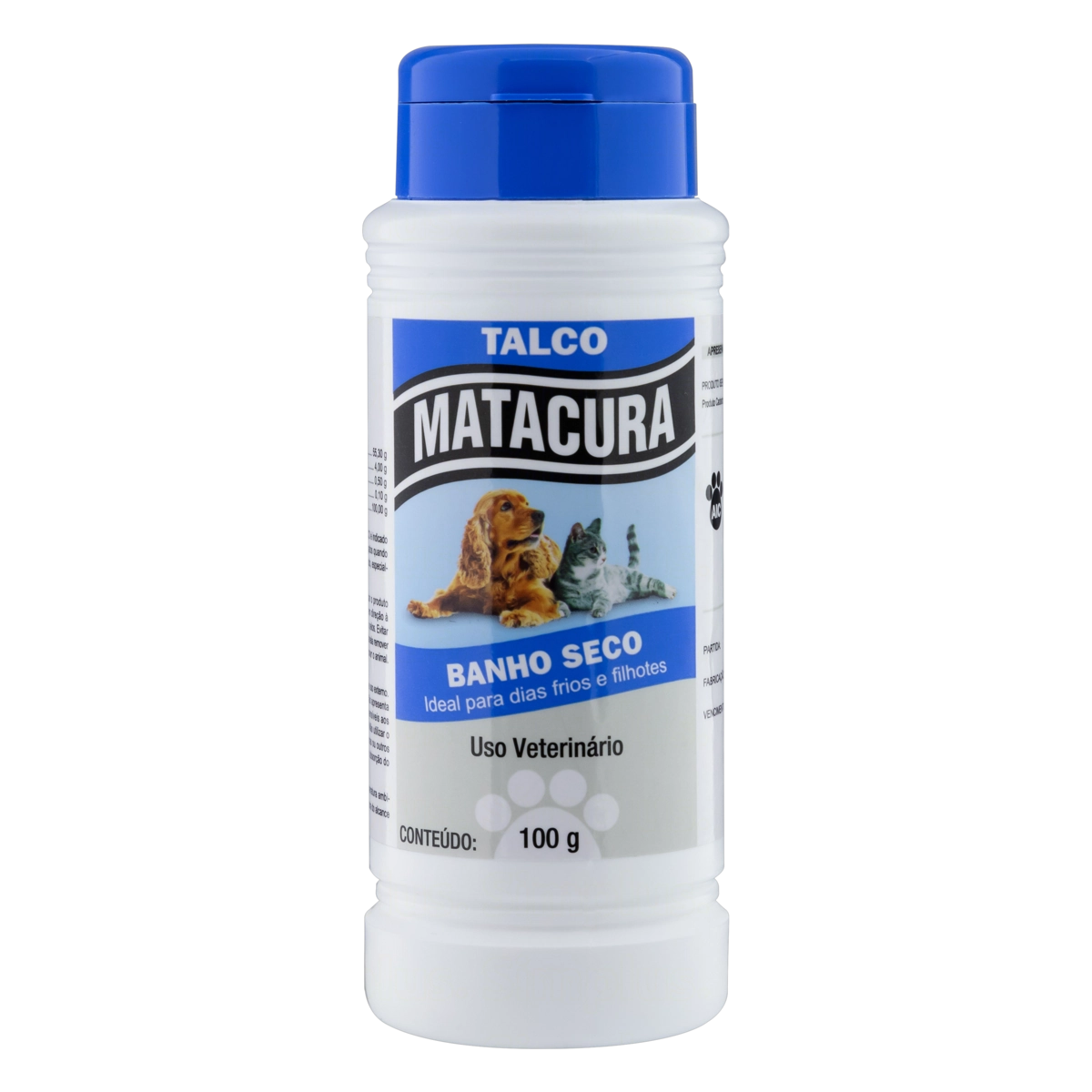Talco Uso Veterinário Banho A Seco Matacura Frasco 100g